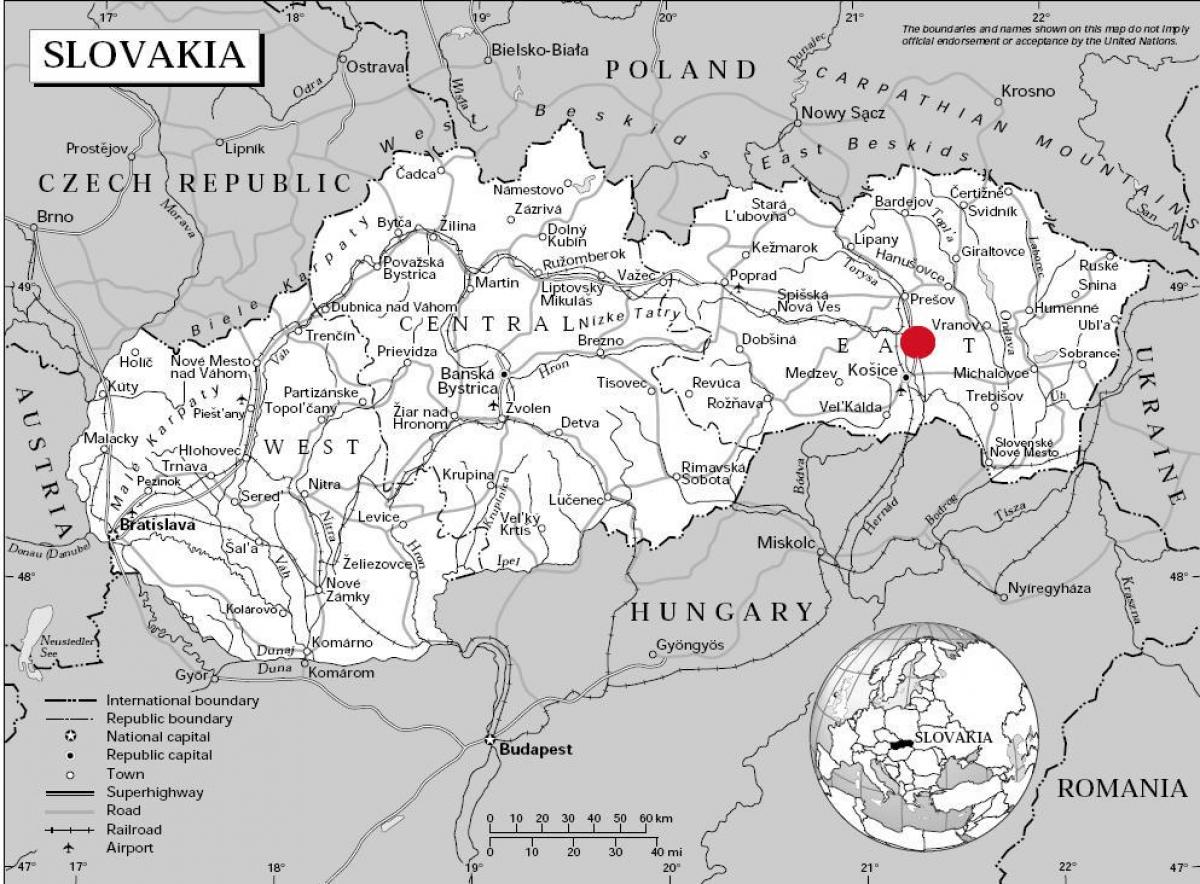 karte austrumu Slovākija