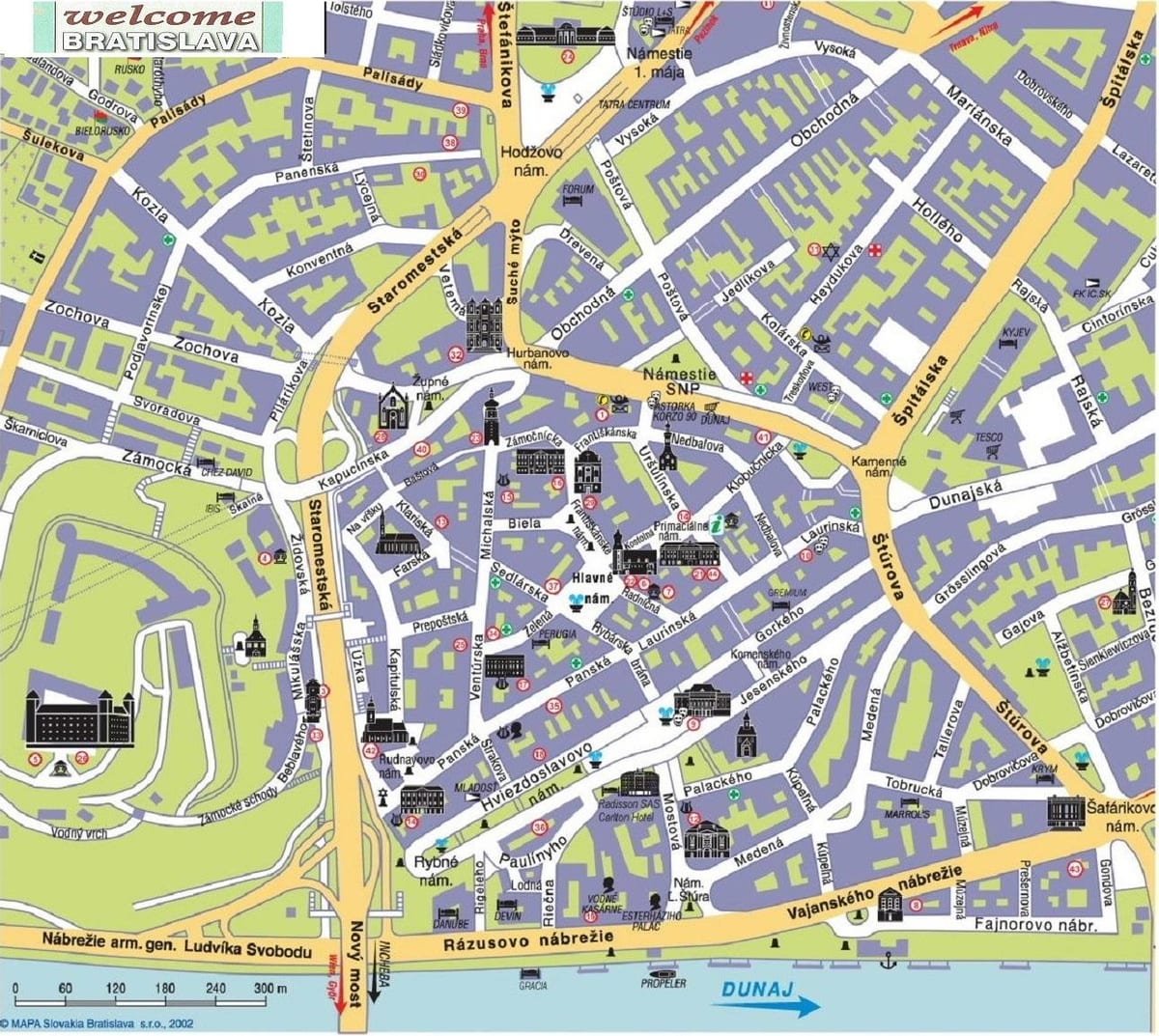 karte bratislava, Slovākija