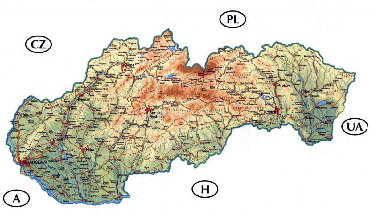 detalizētu karti Slovākija