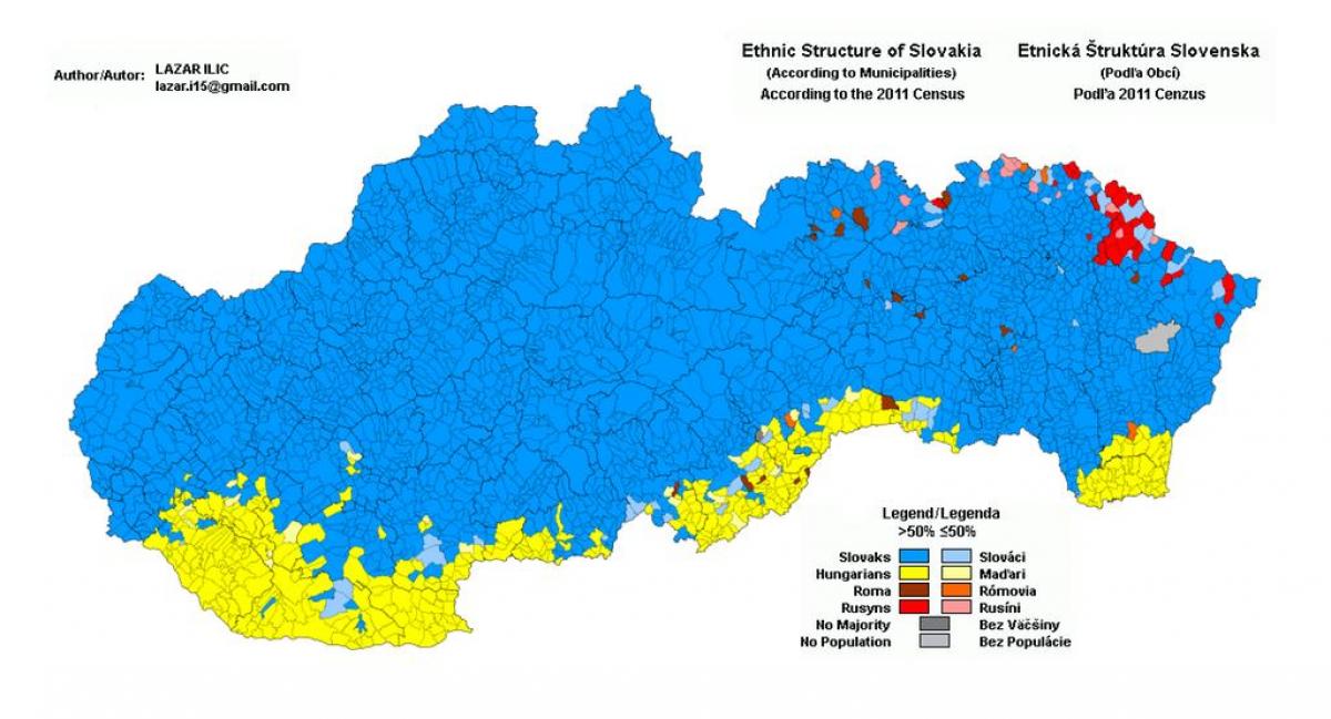 karte Slovākija etniskās