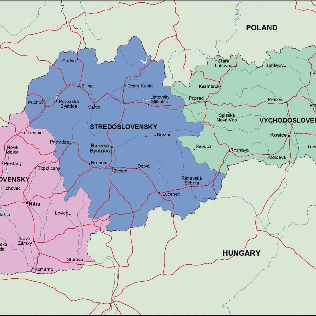 karte Slovākija politisko