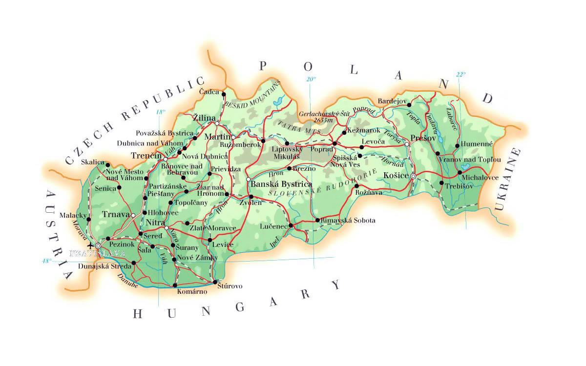 kartes Slovākijas slēpošanas kūrorti