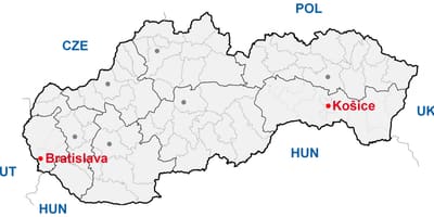 Karte Slovākija, kosice