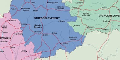 Karte Slovākija politisko