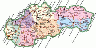 Slovākija tūrisma objektiem kartē