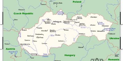 Kartē ar pilsētām, Slovākija